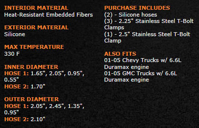 Mishimoto mmhose-chv-96d Product Specs